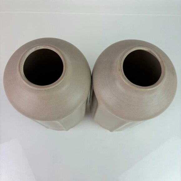 Lot of 2 - 13" Faceted Ceramic Vase Sunset Taupe - Hearth & Hand with Magnolia - Picture 3 of 11